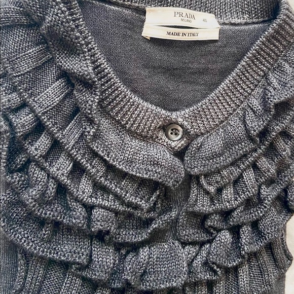 Prada Grey Ruffle Neck Cardigan - Picture 11 of 16